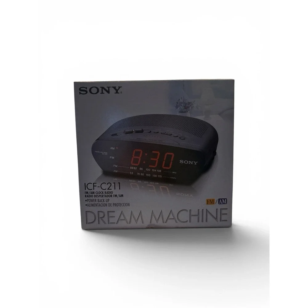Sony Dream Machine ICF-C211 FM AM Clock Radio Alarm Grey Vintage Bedside NOS New